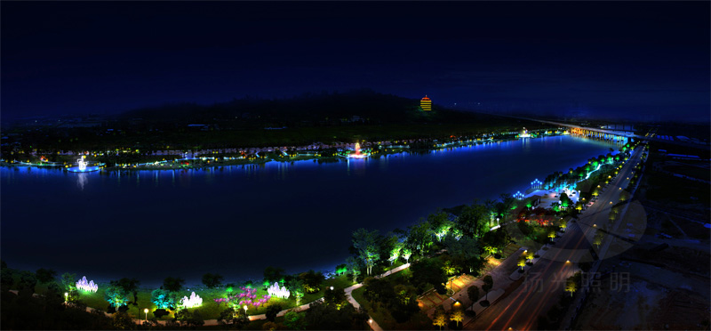 江岸夜景照明設(shè)計鳥瞰圖